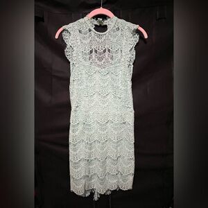 Free People Lace Mini Dress in Mint Green